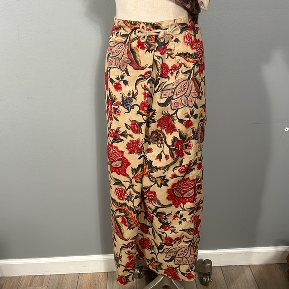 Vintage Susan Bristol Linen Floral Sleeveless Top, Maxi Skirt Mandarin Style 8 - Picture 8 of 16